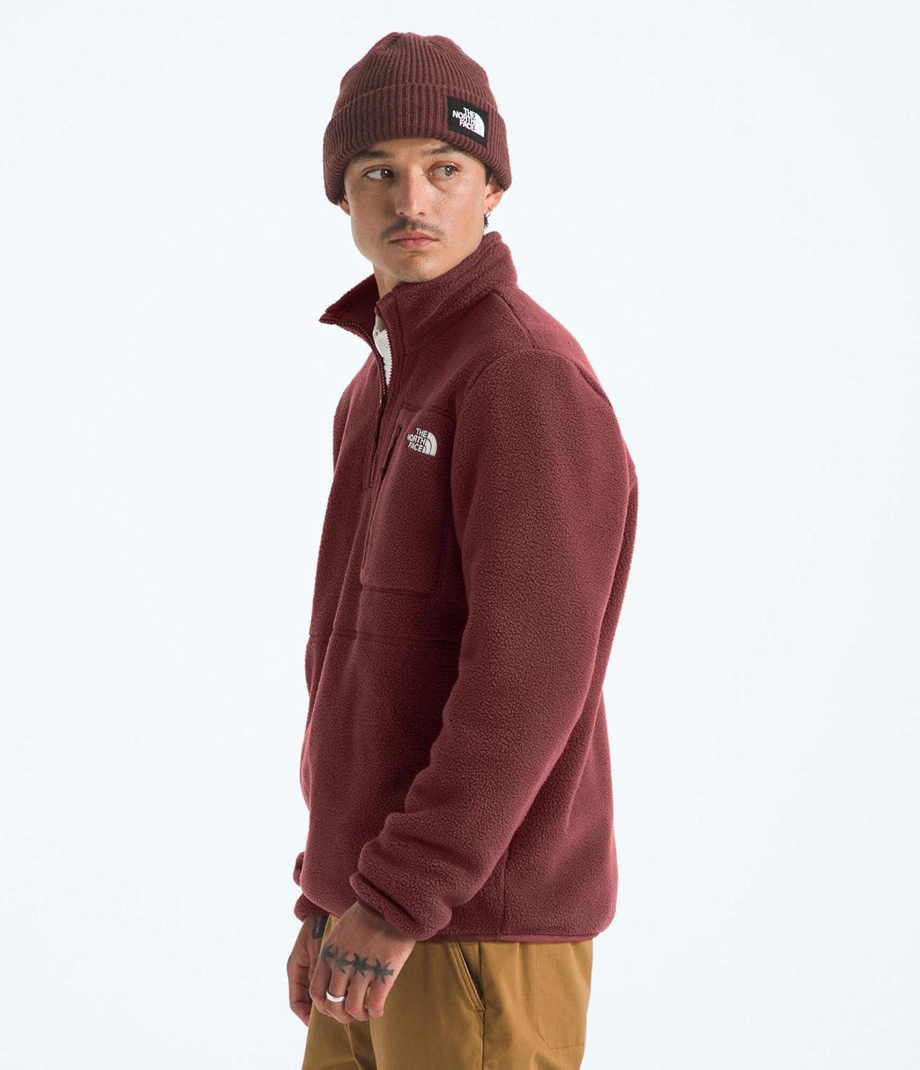 imageTHE NORTH FACE Mens Yumiori Quarter Zip Jacket Lightweight Fleece Coat With Embroidered Logo Secure Zip Chest PocketSumac