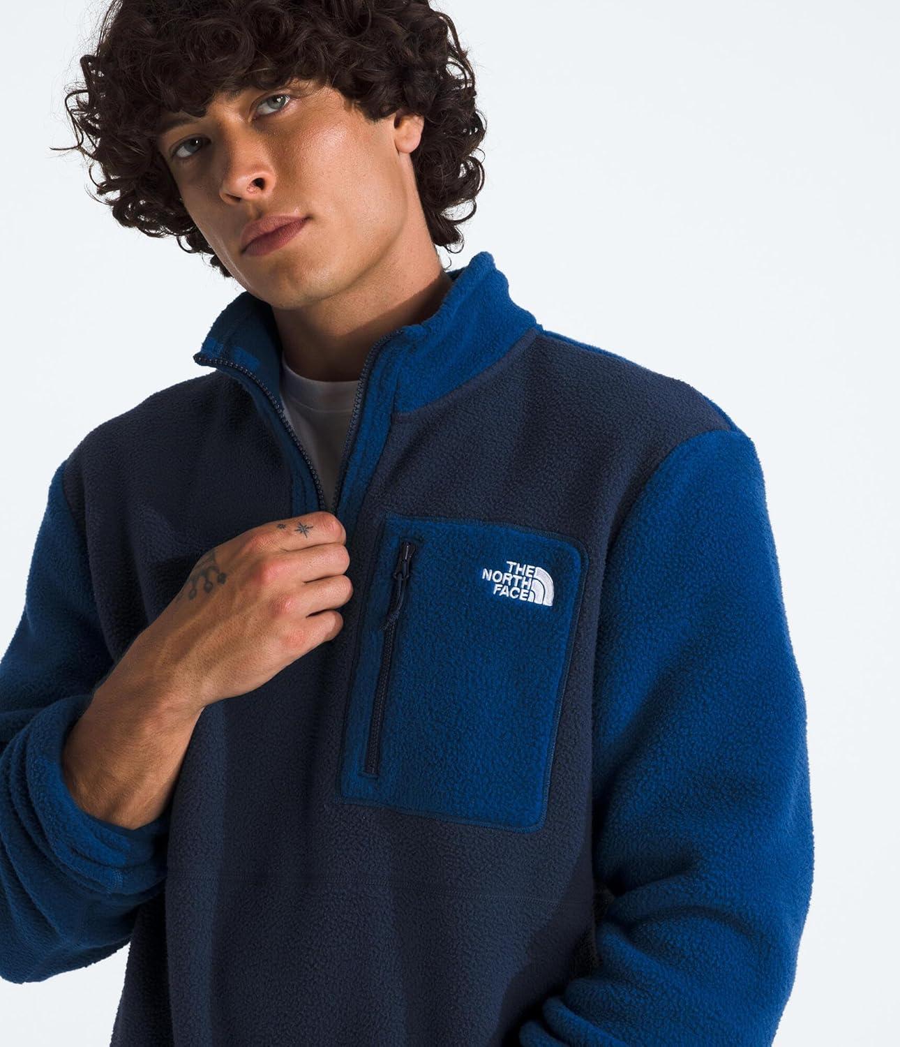 imageTHE NORTH FACE Mens Yumiori Quarter Zip Jacket Lightweight Fleece Coat With Embroidered Logo Secure Zip Chest PocketSummit NavyEstate BlueSummit Navy
