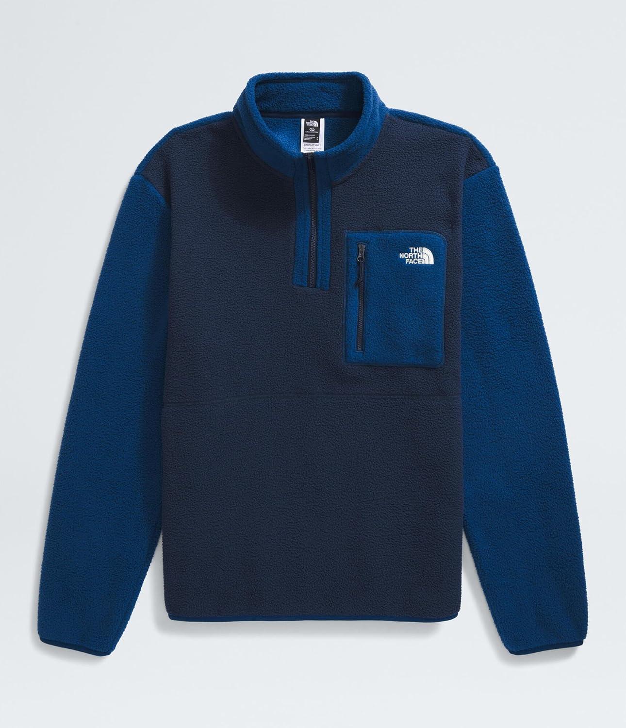 imageTHE NORTH FACE Mens Yumiori Quarter Zip Jacket Lightweight Fleece Coat With Embroidered Logo Secure Zip Chest PocketSummit NavyEstate BlueSummit Navy