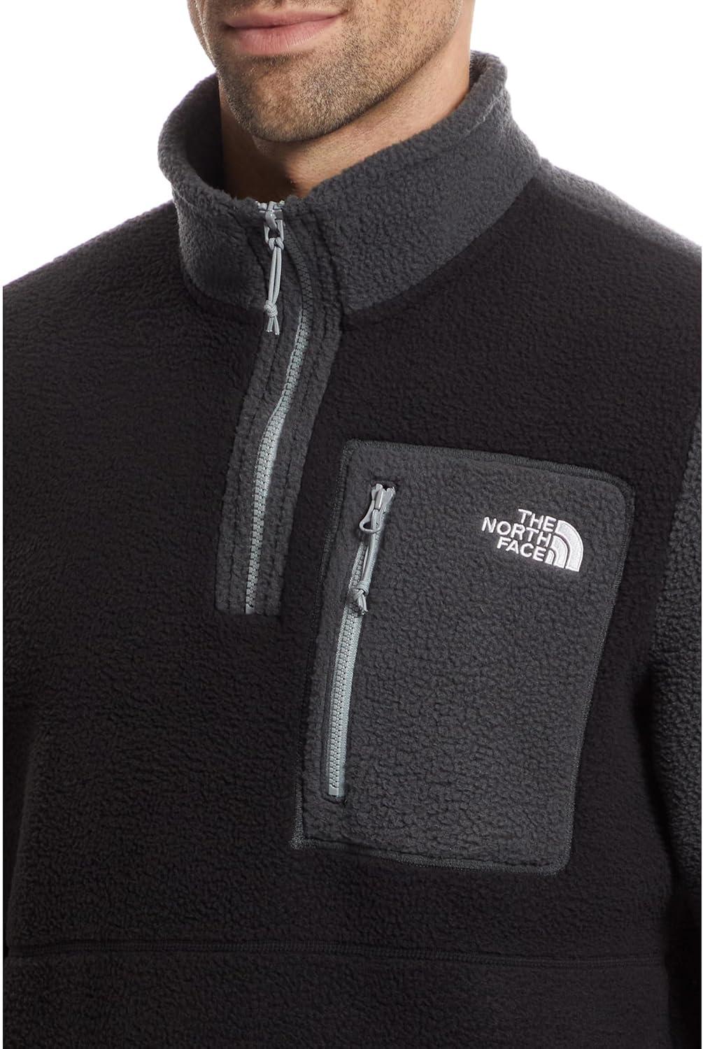 imageTHE NORTH FACE Mens Yumiori Quarter Zip Jacket Lightweight Fleece Coat With Embroidered Logo Secure Zip Chest PocketTnf BlackAsphalt GreyMonument Grey