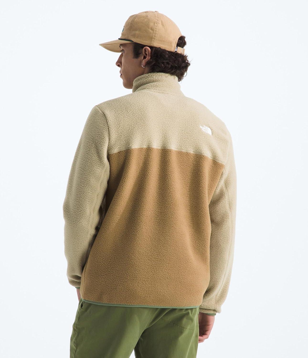 imageTHE NORTH FACE Mens Yumiori Quarter Zip Jacket Lightweight Fleece Coat With Embroidered Logo Secure Zip Chest PocketUtility BrownKhaki StoneBark Mist