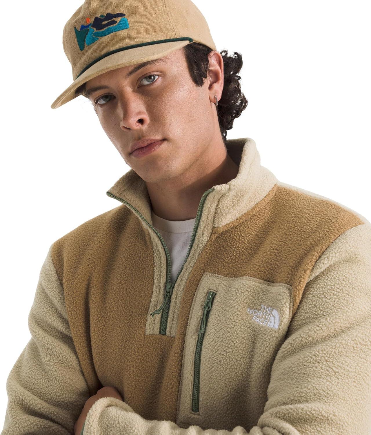 imageTHE NORTH FACE Mens Yumiori Quarter Zip Jacket Lightweight Fleece Coat With Embroidered Logo Secure Zip Chest PocketUtility BrownKhaki StoneBark Mist
