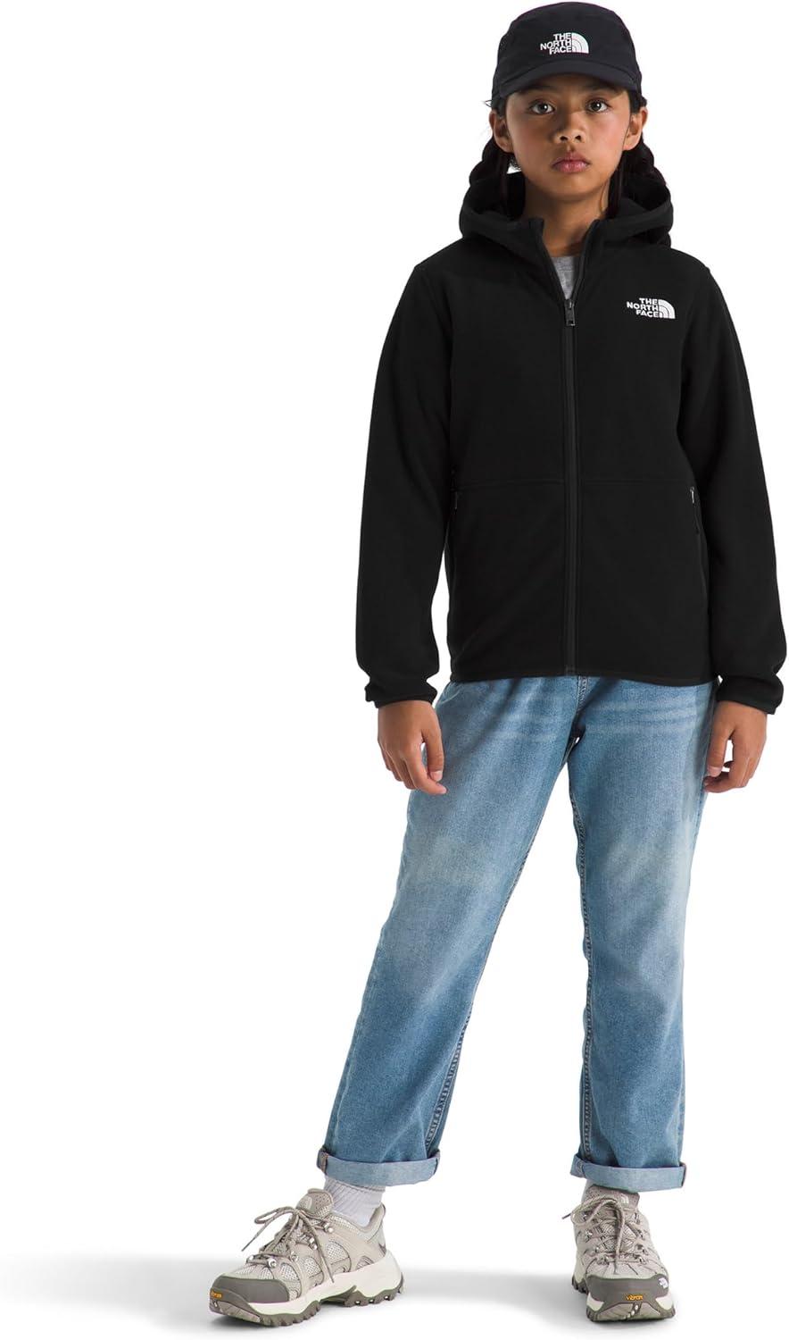 imageTHE NORTH FACE Teen Glacier Lightweight Full Zip Hooded Jacket 3 Piece Hood with SecureZip Hand PocketsTnf Black