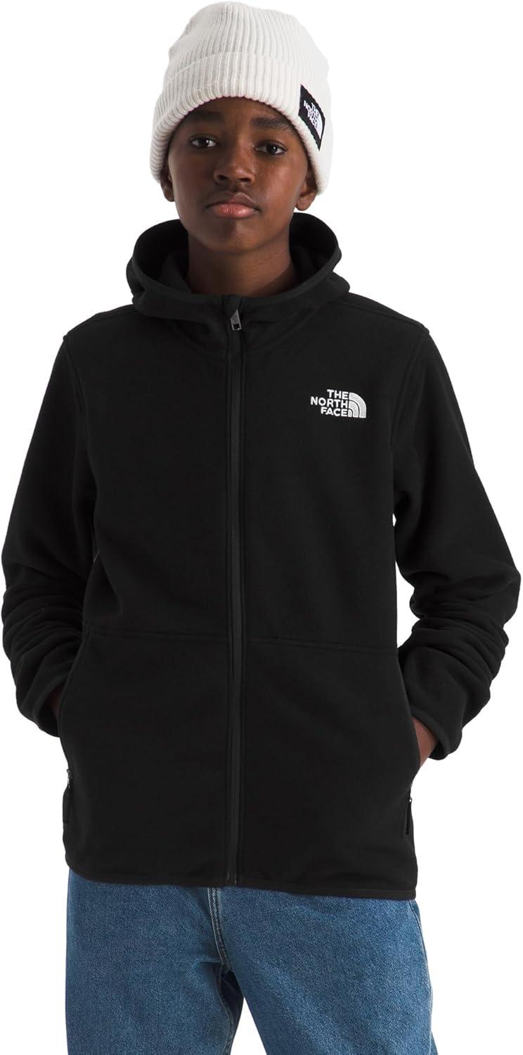 imageTHE NORTH FACE Teen Glacier Lightweight Full Zip Hooded Jacket 3 Piece Hood with SecureZip Hand PocketsTnf Black