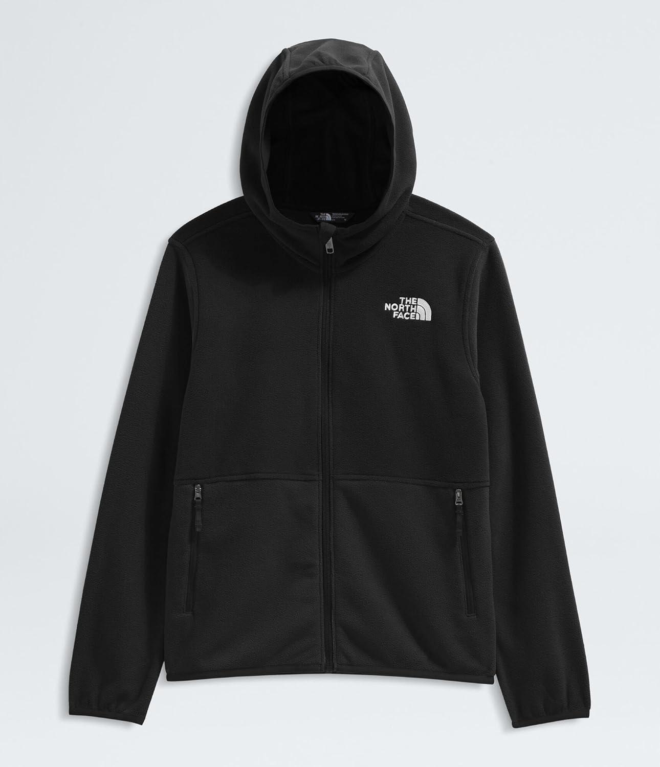 imageTHE NORTH FACE Teen Glacier Lightweight Full Zip Hooded Jacket 3 Piece Hood with SecureZip Hand PocketsTnf Black