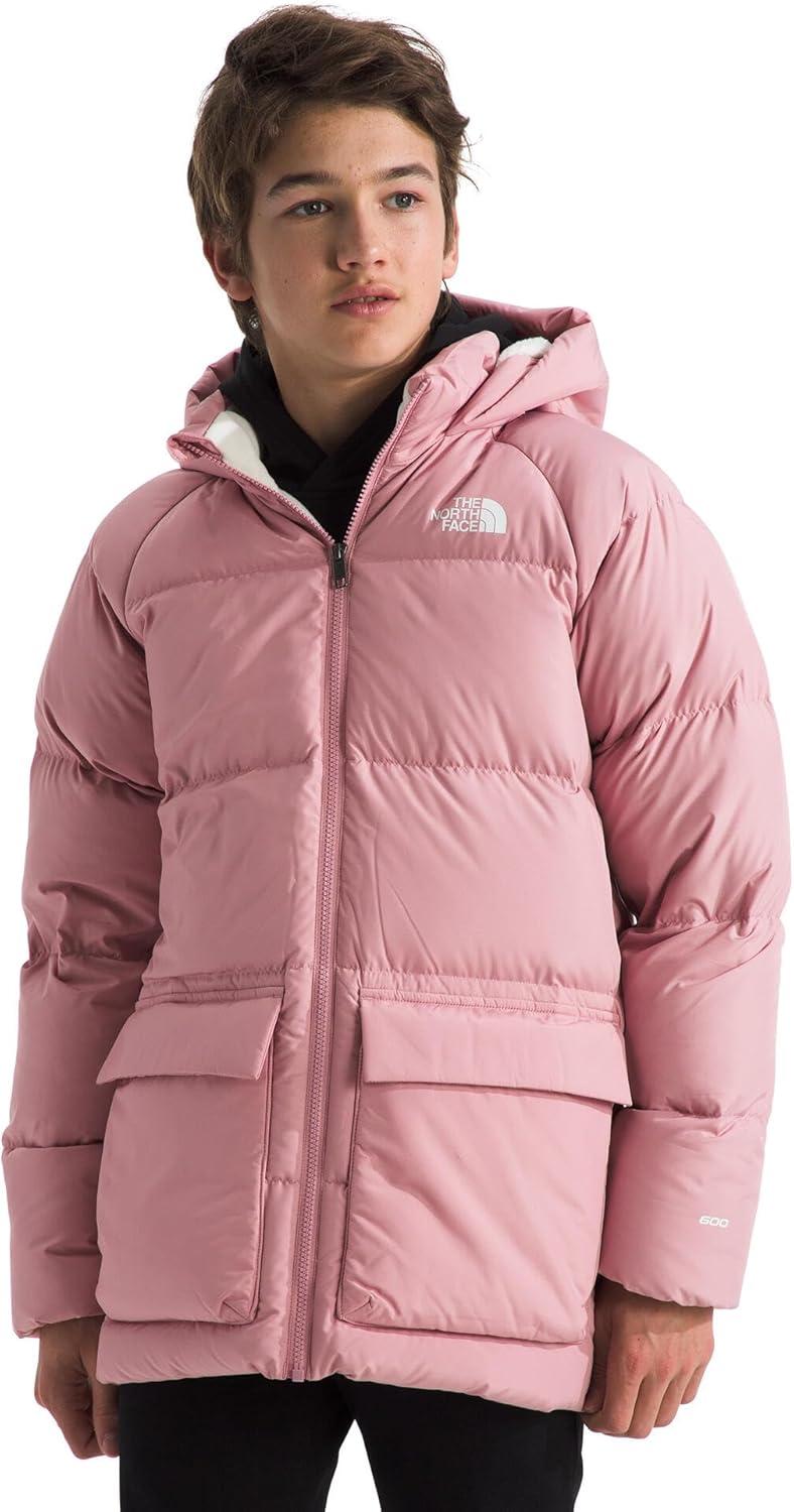 imageTHE NORTH FACE Teen North Down FleeceLined Short Parka 600 Fill Waterfowl Down Water Repellent Insulated Hood ampamp PocketsMauve