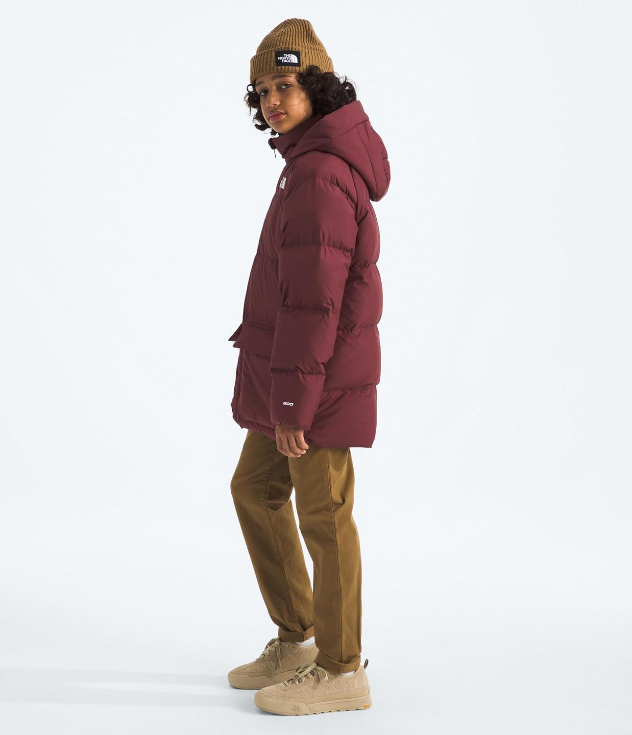 imageTHE NORTH FACE Teen North Down FleeceLined Short Parka 600 Fill Waterfowl Down Water Repellent Insulated Hood ampamp PocketsSumac