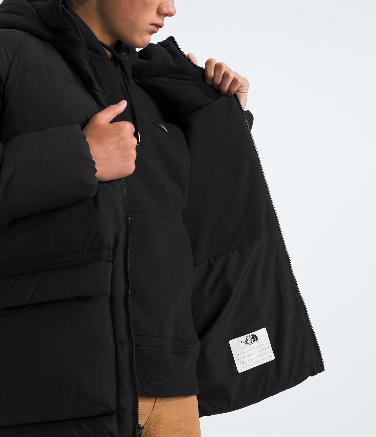 imageTHE NORTH FACE Teen North Down FleeceLined Short Parka 600 Fill Waterfowl Down Water Repellent Insulated Hood ampamp PocketsTnf Black