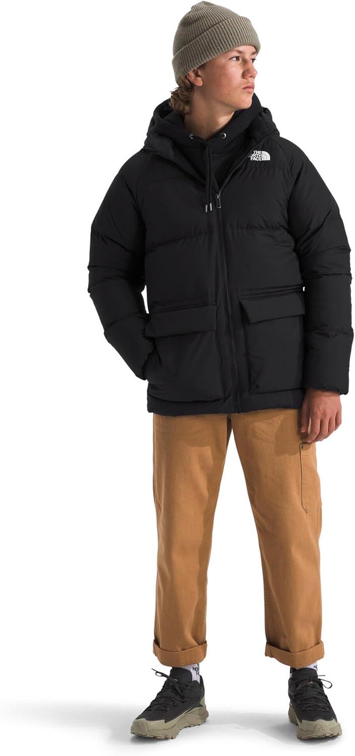 imageTHE NORTH FACE Teen North Down FleeceLined Short Parka 600 Fill Waterfowl Down Water Repellent Insulated Hood ampamp PocketsTnf Black