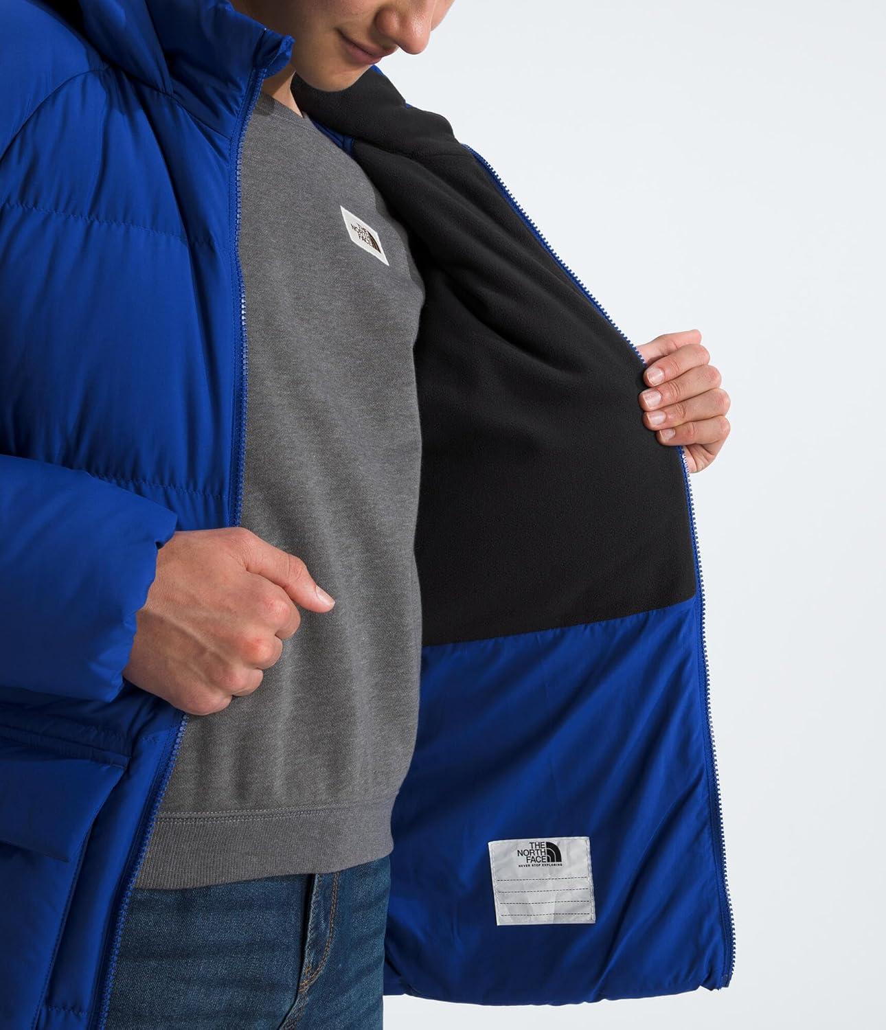 imageTHE NORTH FACE Teen North Down FleeceLined Short Parka 600 Fill Waterfowl Down Water Repellent Insulated Hood ampamp PocketsTnf Blue