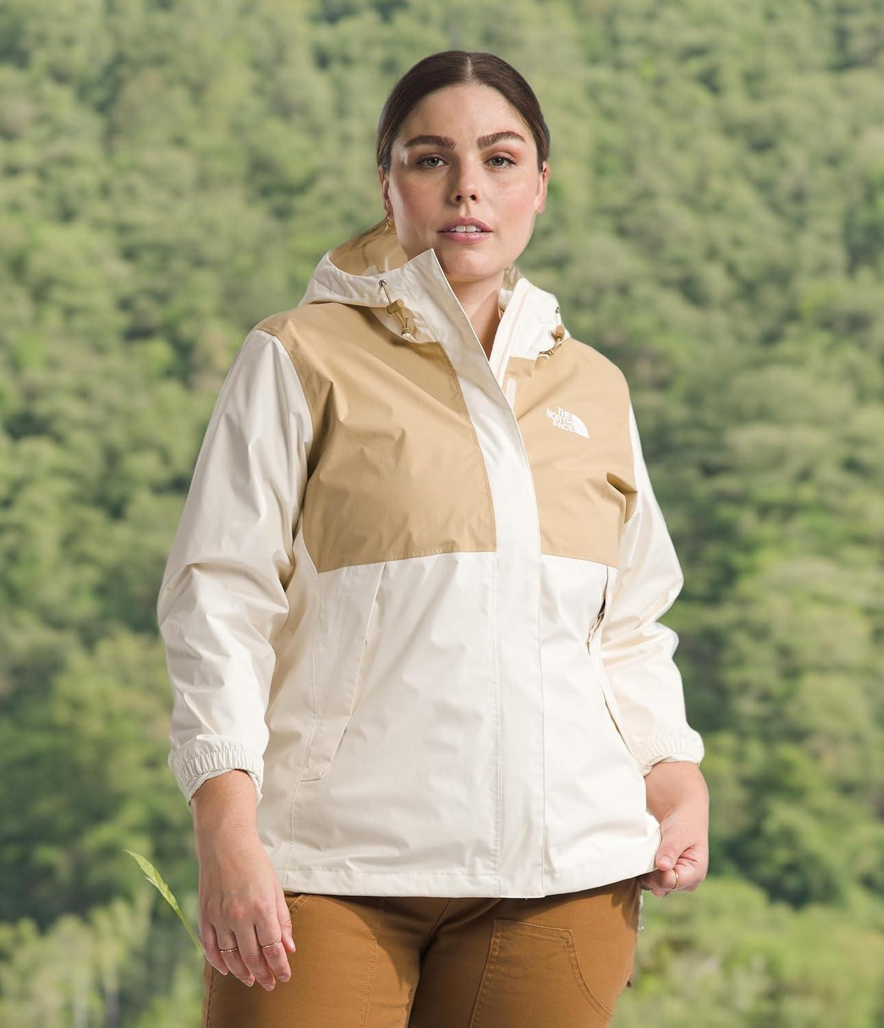 imageTHE NORTH FACE Womens Antora Waterproof Breathable Rain CoatWhite DuneKhaki Stone