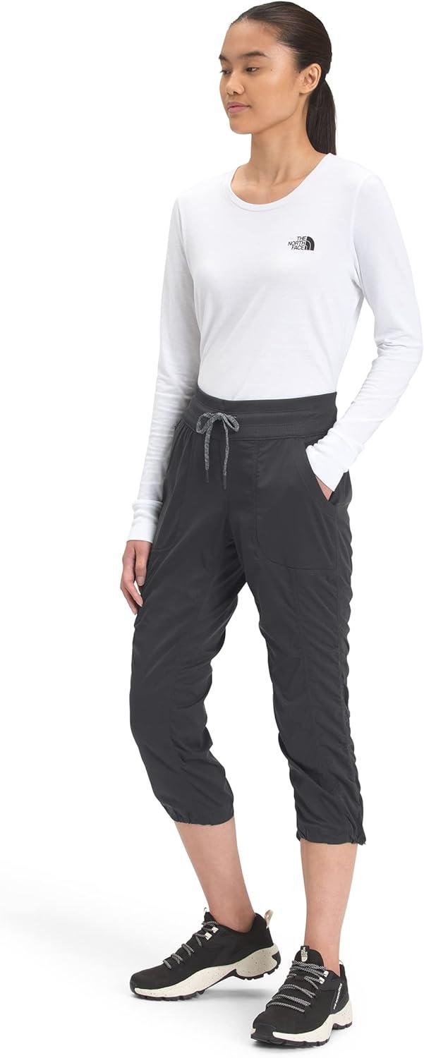 imageTHE NORTH FACE Womens Aphrodite 20 Capri Moisture Wicking Jogger Pants Water Repellent UPF 40 Rib Knit WaistbandAsphalt Grey
