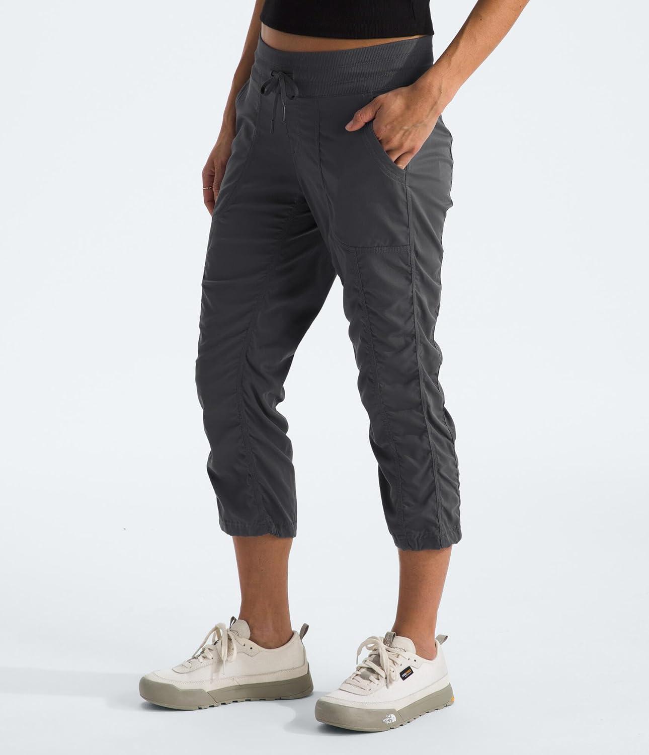 imageTHE NORTH FACE Womens Aphrodite 20 Capri Moisture Wicking Jogger Pants Water Repellent UPF 40 Rib Knit WaistbandAsphalt Greynpf