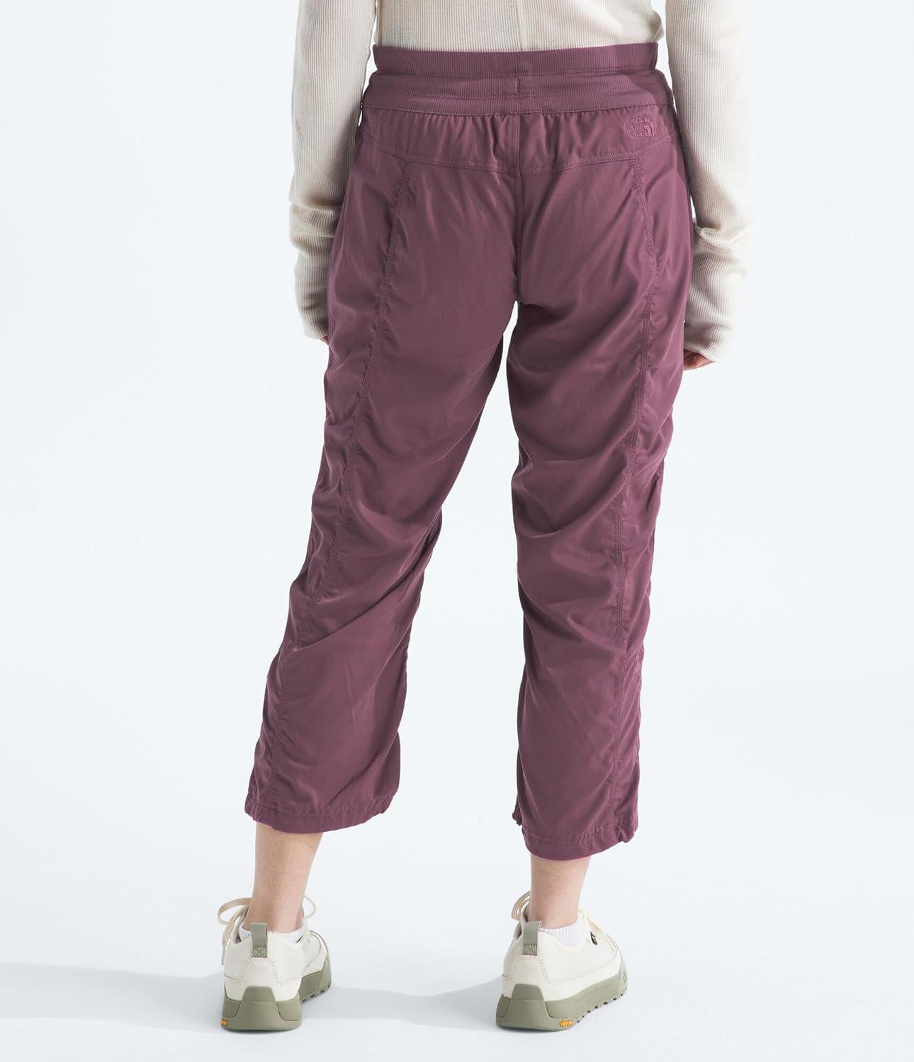 imageTHE NORTH FACE Womens Aphrodite 20 Capri Moisture Wicking Jogger Pants Water Repellent UPF 40 Rib Knit WaistbandMidnight Mauve