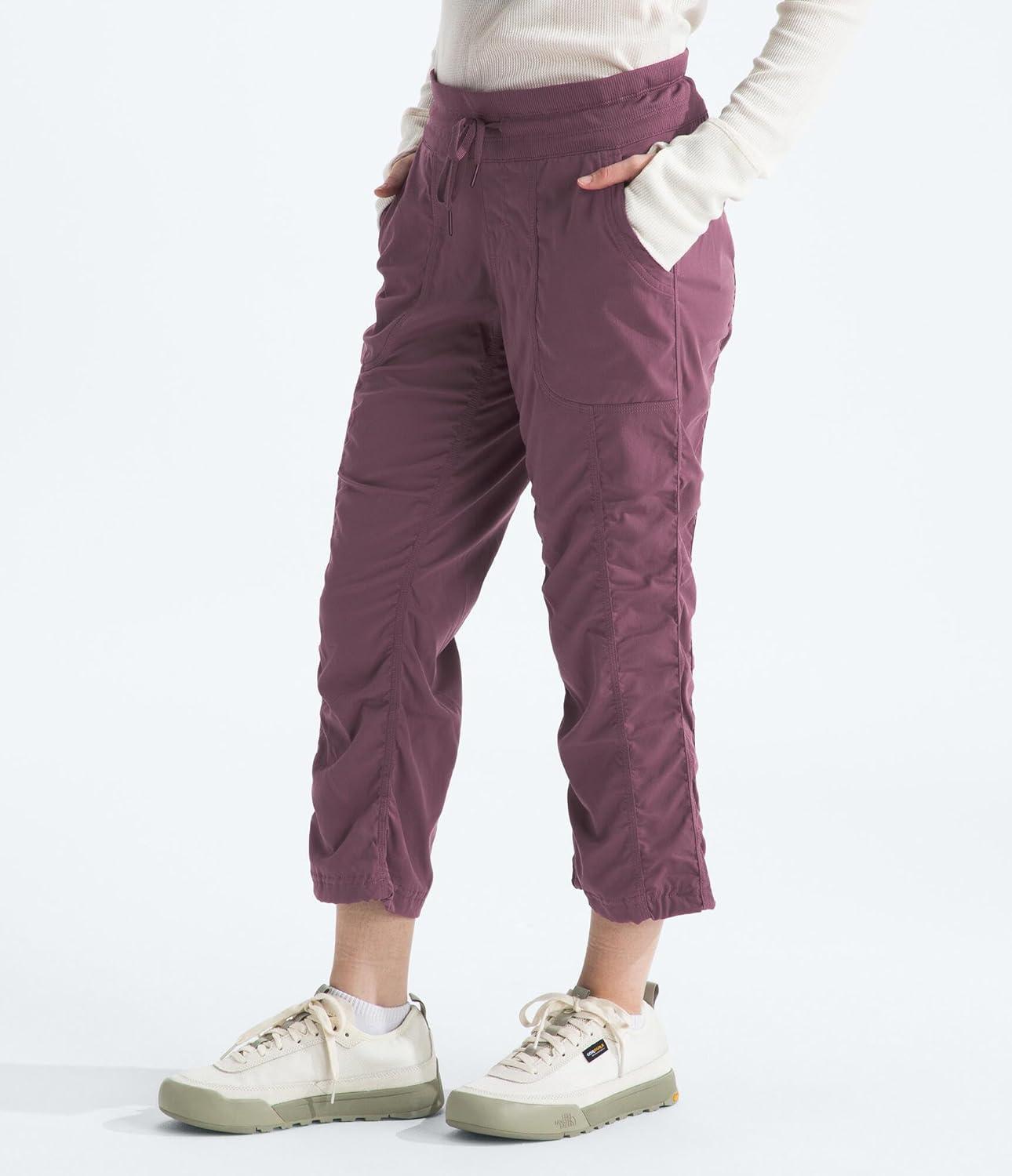 imageTHE NORTH FACE Womens Aphrodite 20 Capri Moisture Wicking Jogger Pants Water Repellent UPF 40 Rib Knit WaistbandMidnight Mauve