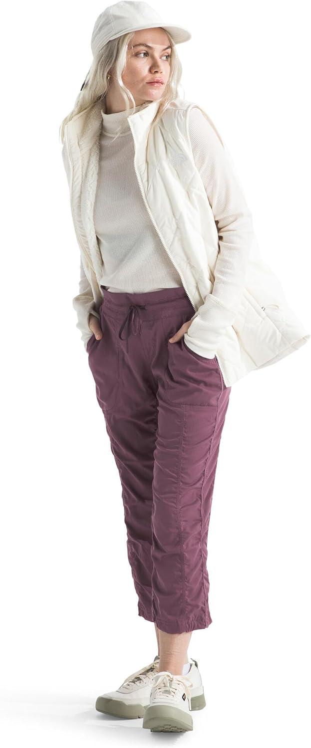 imageTHE NORTH FACE Womens Aphrodite 20 Capri Moisture Wicking Jogger Pants Water Repellent UPF 40 Rib Knit WaistbandMidnight Mauve