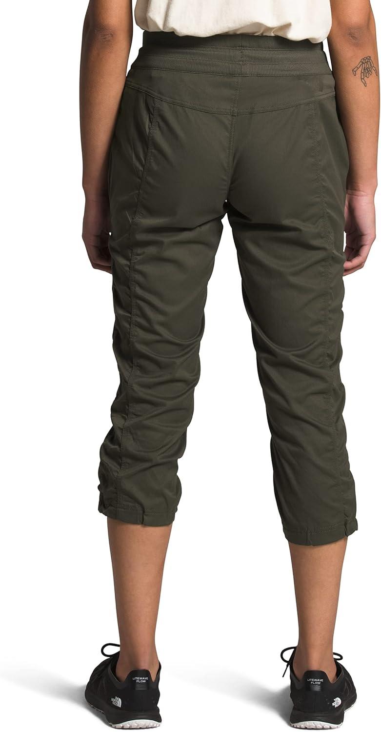 imageTHE NORTH FACE Womens Aphrodite 20 Capri Moisture Wicking Jogger Pants Water Repellent UPF 40 Rib Knit WaistbandNew Taupe Green
