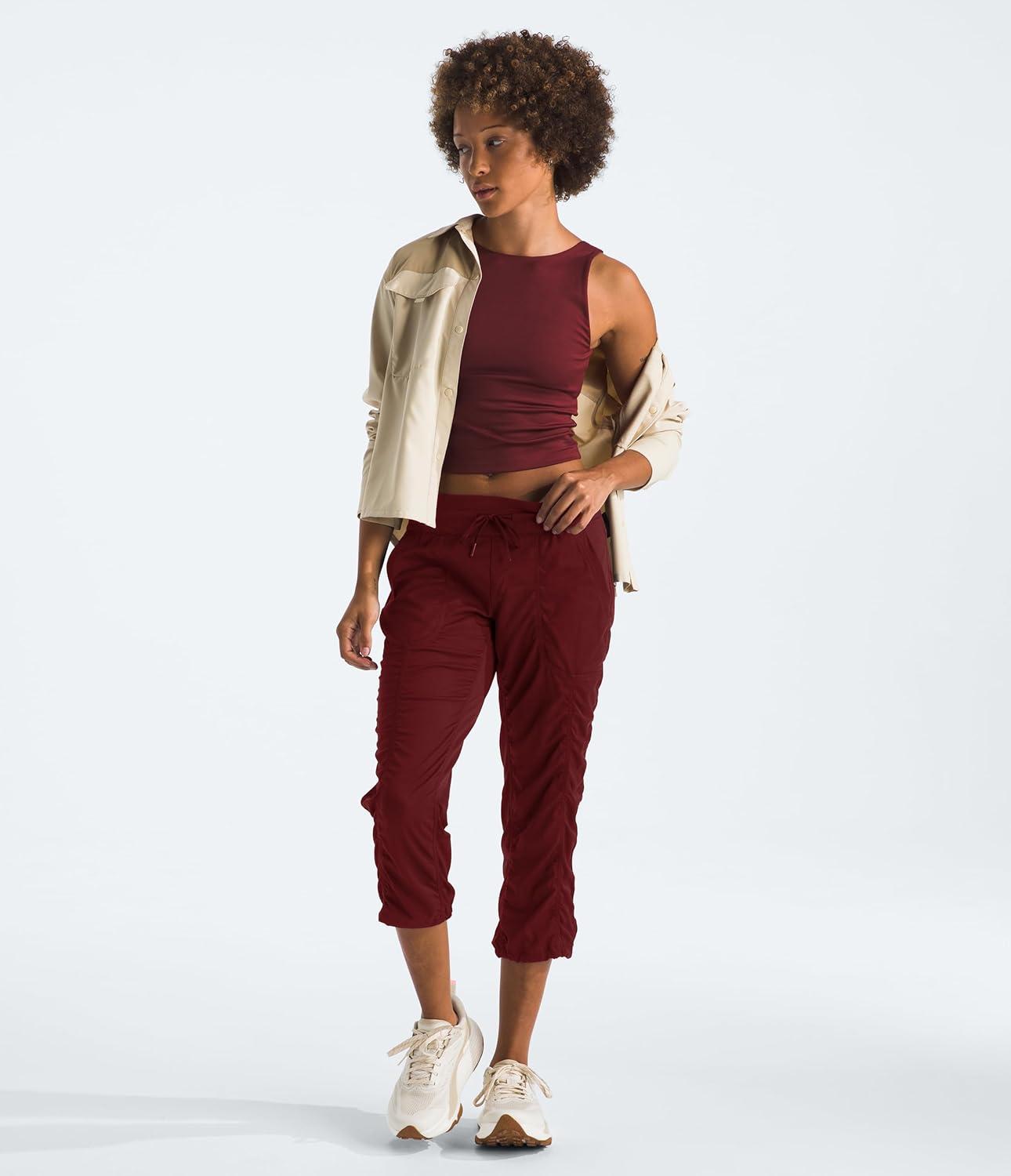 imageTHE NORTH FACE Womens Aphrodite 20 Capri Moisture Wicking Jogger Pants Water Repellent UPF 40 Rib Knit WaistbandSumac