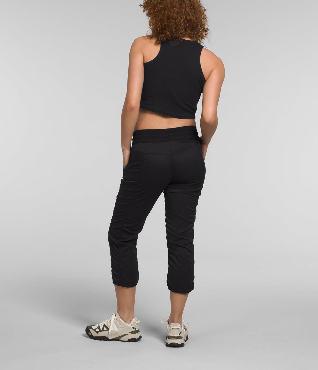imageTHE NORTH FACE Womens Aphrodite 20 Capri Moisture Wicking Jogger Pants Water Repellent UPF 40 Rib Knit WaistbandTnf Black
