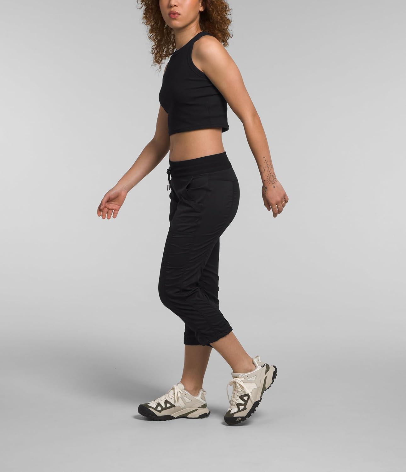 imageTHE NORTH FACE Womens Aphrodite 20 Capri Moisture Wicking Jogger Pants Water Repellent UPF 40 Rib Knit WaistbandTnf Black