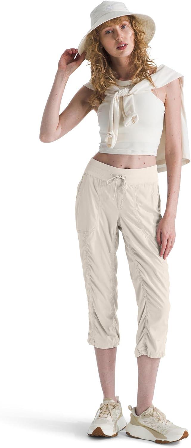 imageTHE NORTH FACE Womens Aphrodite 20 Capri Moisture Wicking Jogger Pants Water Repellent UPF 40 Rib Knit WaistbandWhite Dunenpf