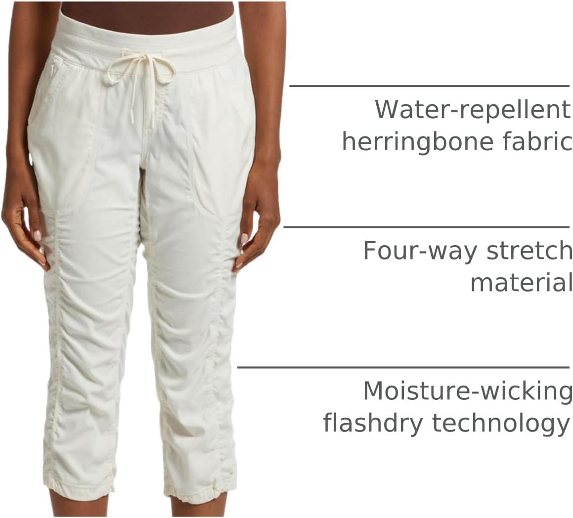 imageTHE NORTH FACE Womens Aphrodite 20 Capri Moisture Wicking Jogger Pants Water Repellent UPF 40 Rib Knit WaistbandWhite Dunenpf