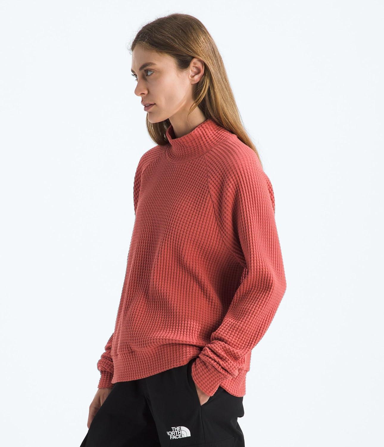 imageTHE NORTH FACE Womens Long Sleeve Mock Neck Chabot Shirt Cotton Thermal Shirt With Raglan Sleeves ampamp Funnel NeckMars Dust