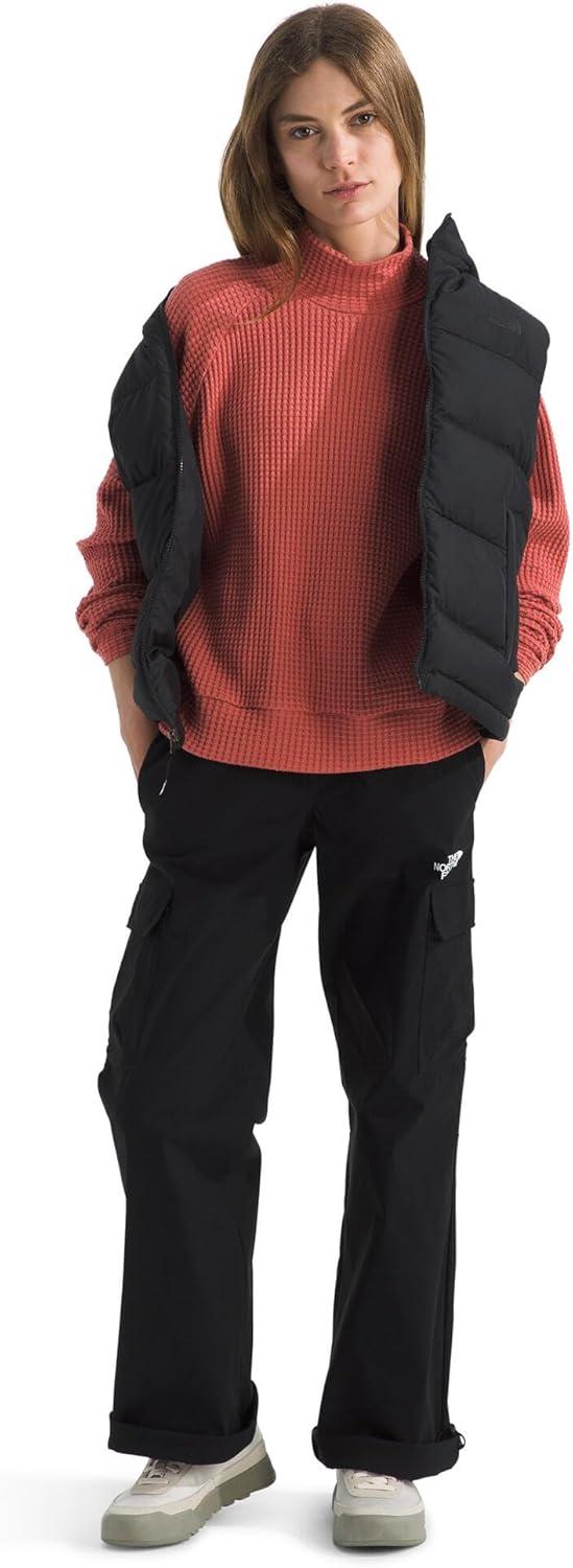 imageTHE NORTH FACE Womens Long Sleeve Mock Neck Chabot Shirt Cotton Thermal Shirt With Raglan Sleeves ampamp Funnel NeckMars Dust