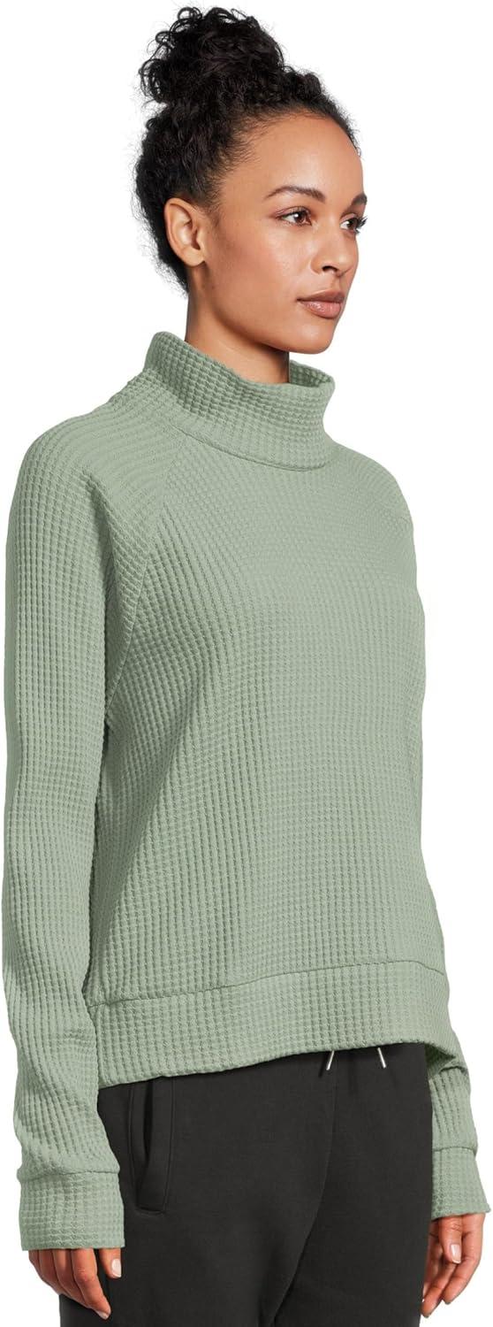 imageTHE NORTH FACE Womens Long Sleeve Mock Neck Chabot Shirt Cotton Thermal Shirt With Raglan Sleeves ampamp Funnel NeckSlate Moss