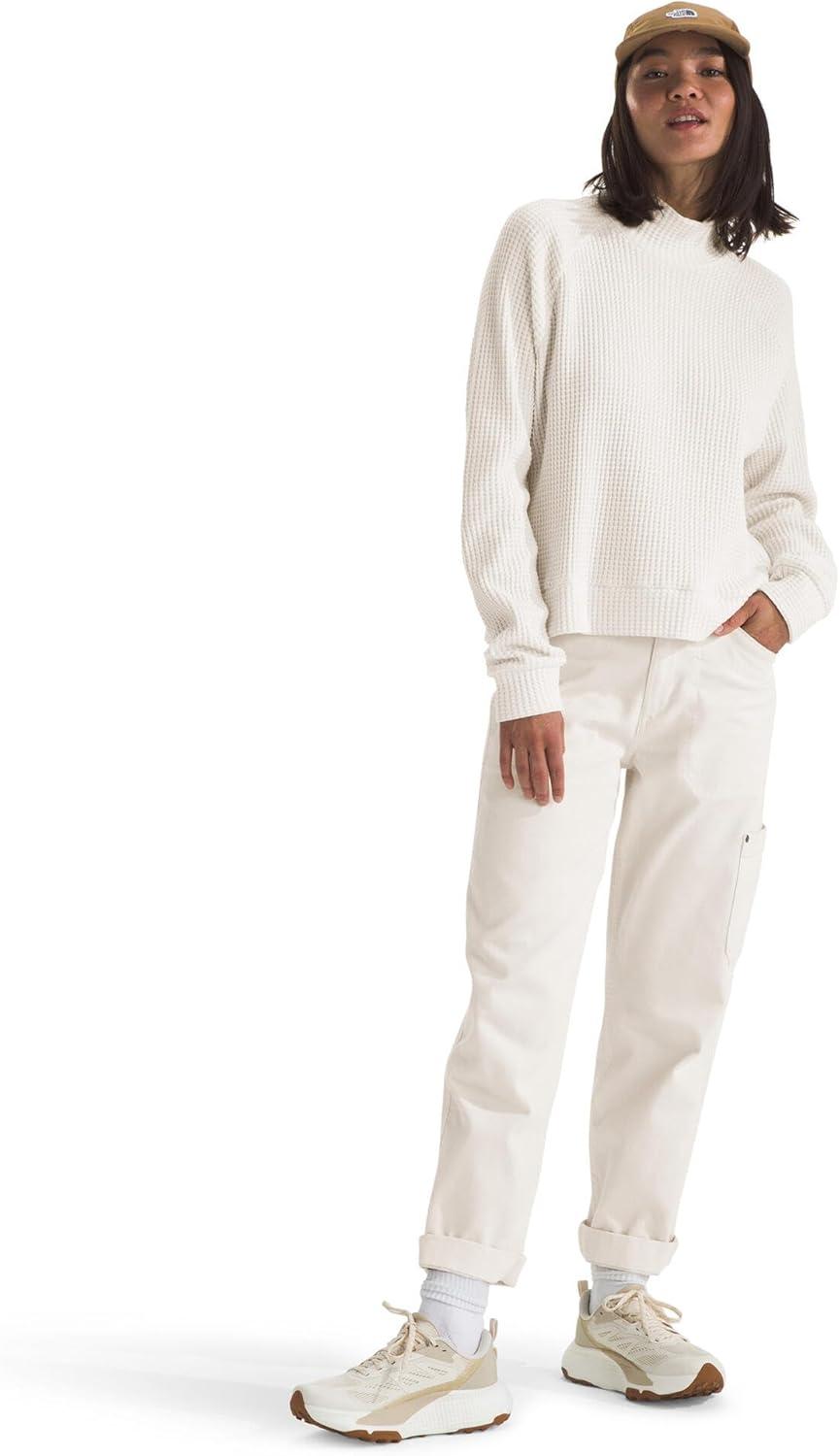 imageTHE NORTH FACE Womens Long Sleeve Mock Neck Chabot Shirt Cotton Thermal Shirt With Raglan Sleeves ampamp Funnel NeckWhite Dune