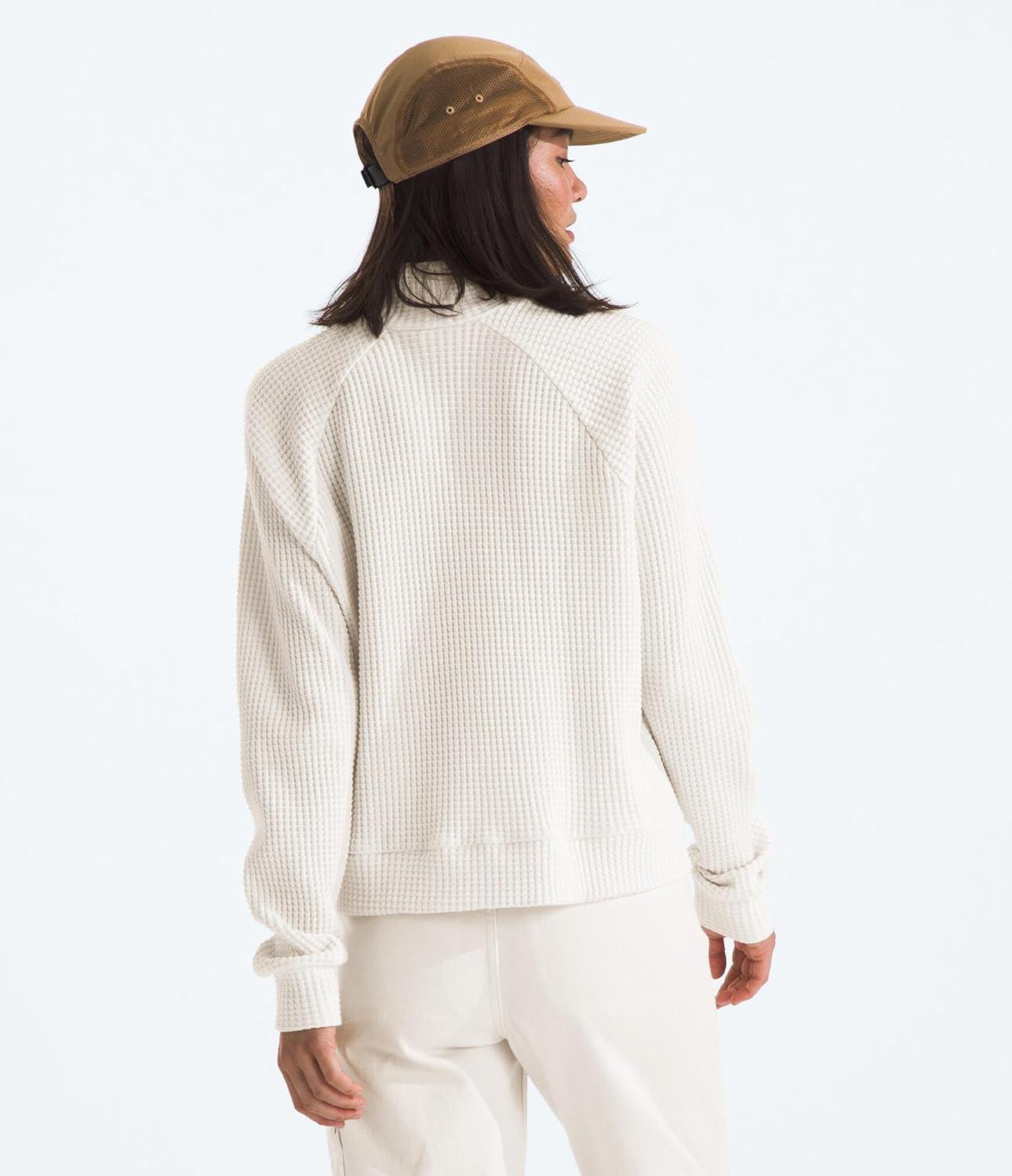 imageTHE NORTH FACE Womens Long Sleeve Mock Neck Chabot Shirt Cotton Thermal Shirt With Raglan Sleeves ampamp Funnel NeckWhite Dune