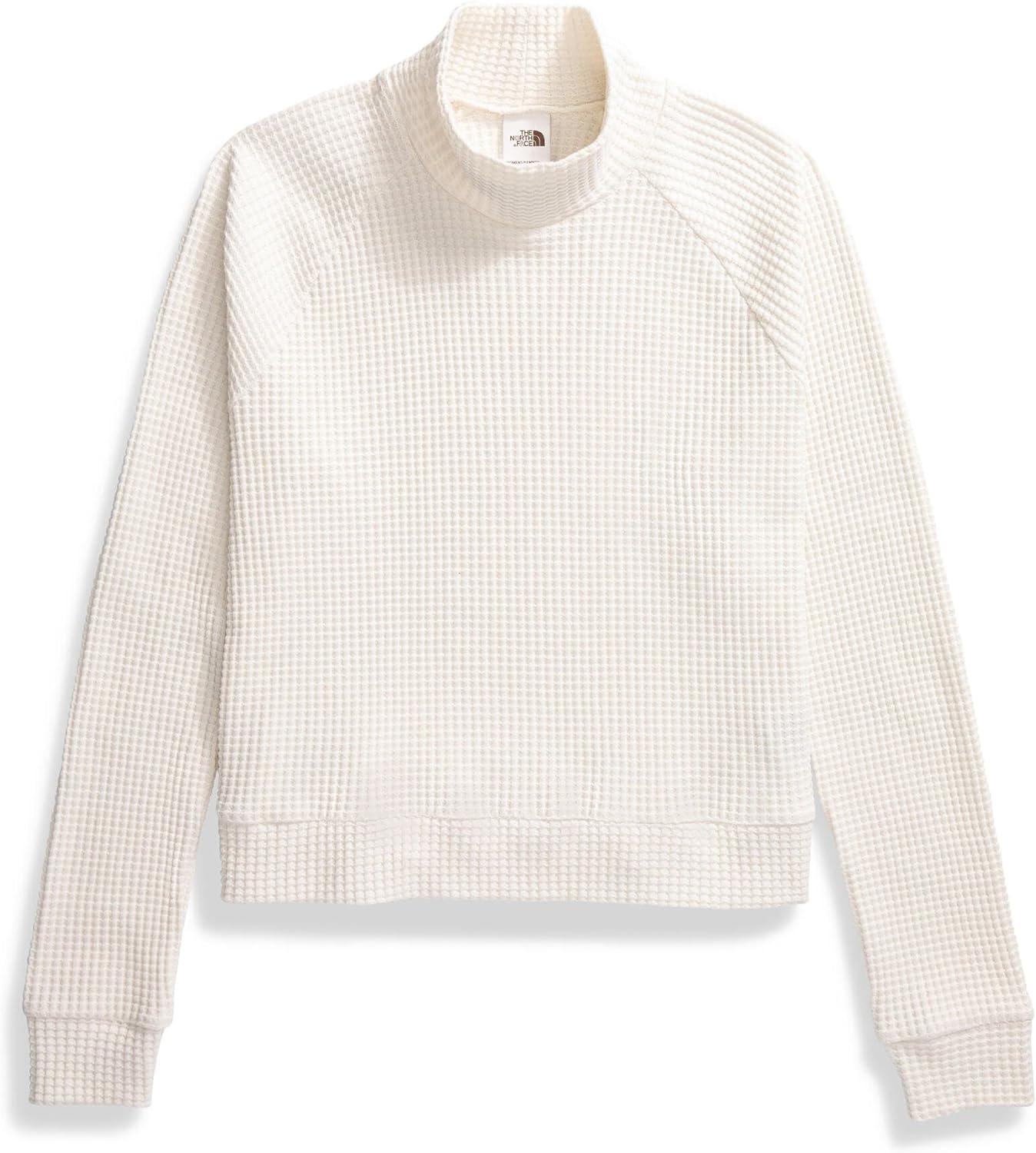 imageTHE NORTH FACE Womens Long Sleeve Mock Neck Chabot Shirt Cotton Thermal Shirt With Raglan Sleeves ampamp Funnel NeckWhite Dune