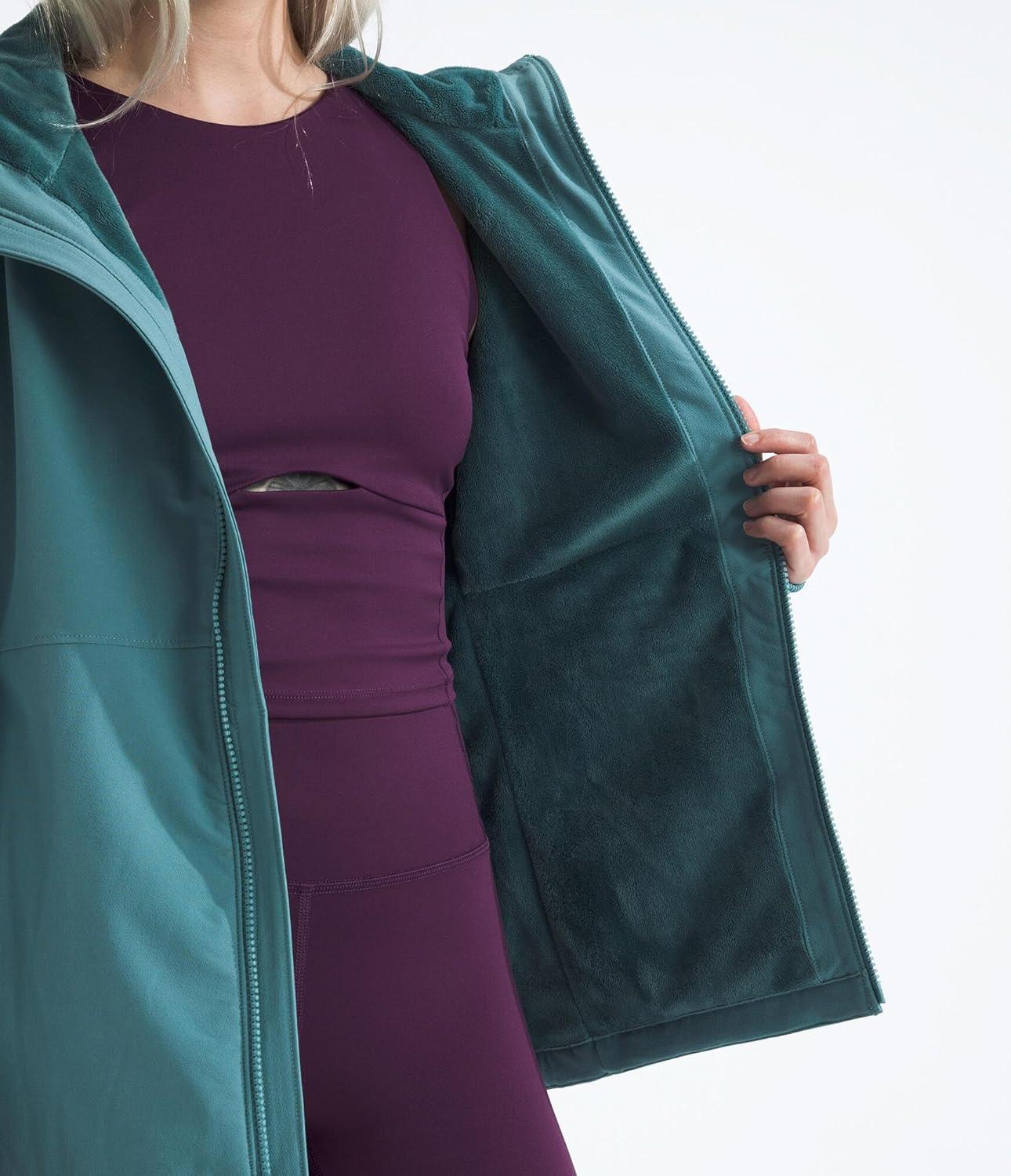 imageTHE NORTH FACE Womens Shelbe Raschel Fleece Hooded Jacket Standard ampamp Plus Size Fleece Lining Wind ampamp Water ResistantAlgae Blue
