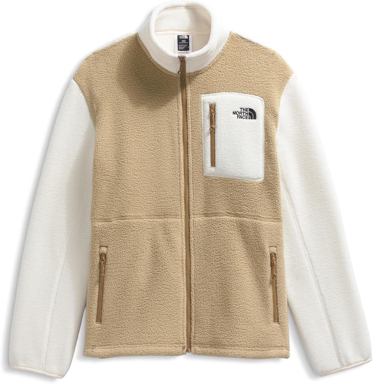 imageTHE NORTH FACE Womens Yumiori Full Zip Jacket Lightweight Fleece Coat with Embroidered Logo Secure Zip PocketsKhaki StoneWhite DuneUtility Brown