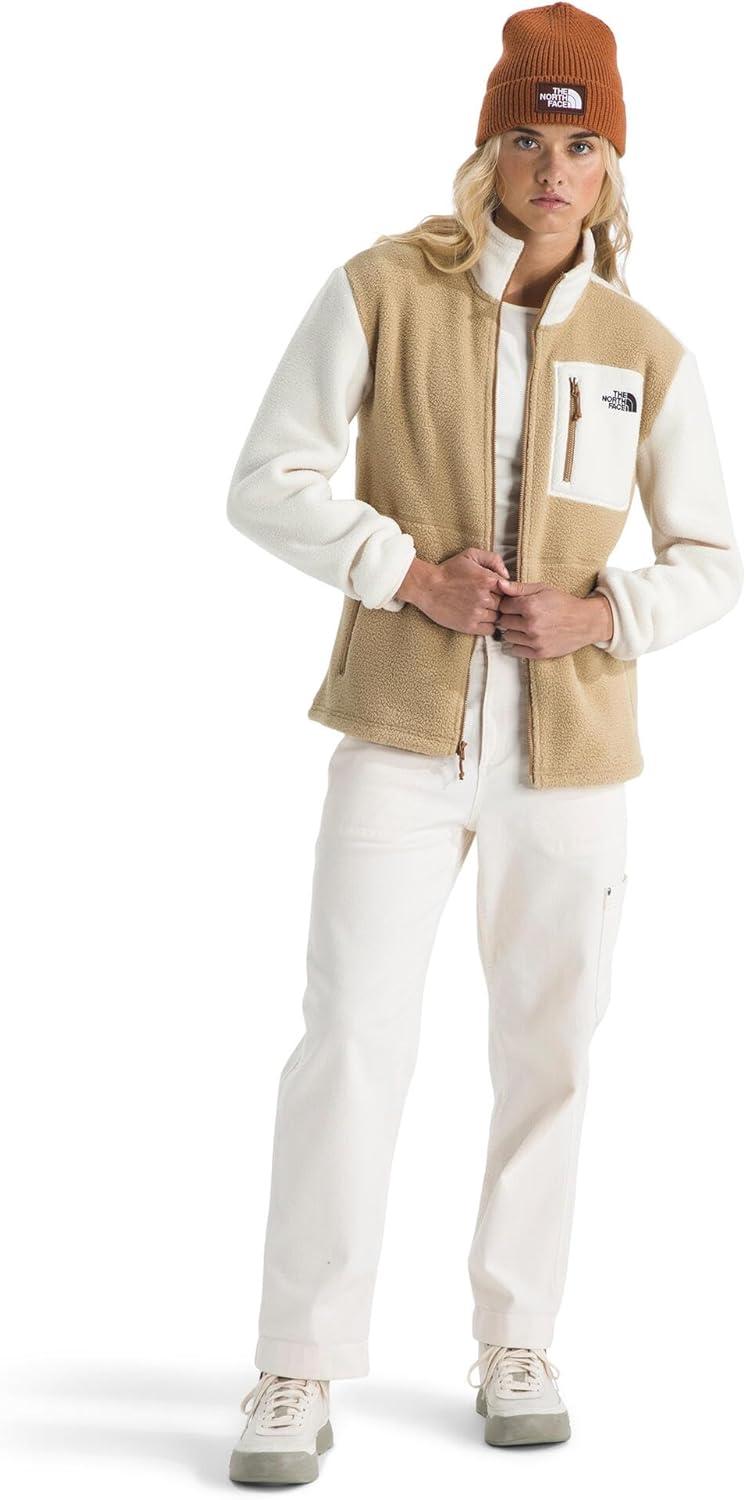 imageTHE NORTH FACE Womens Yumiori Full Zip Jacket Lightweight Fleece Coat with Embroidered Logo Secure Zip PocketsKhaki StoneWhite DuneUtility Brown
