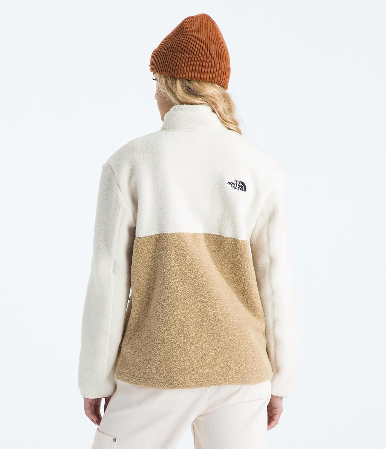 imageTHE NORTH FACE Womens Yumiori Full Zip Jacket Lightweight Fleece Coat with Embroidered Logo Secure Zip PocketsKhaki StoneWhite DuneUtility Brown