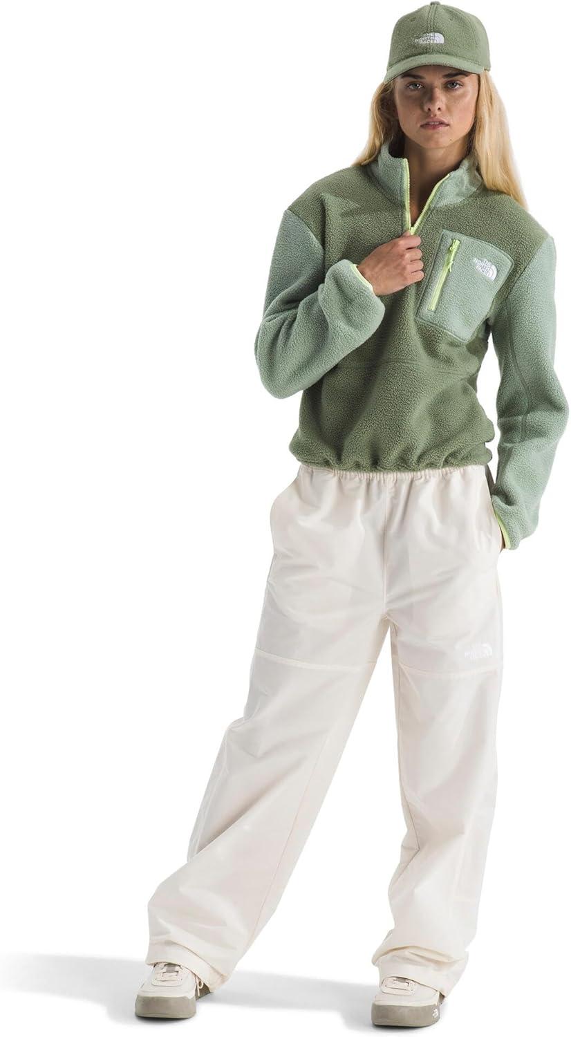 imageTHE NORTH FACE Womens Yumiori Quarter Zip Jacket Lightweight Fleece Pullover with Embroidered Logo Secure Zip PocketsBark MistSlate MossAstro Lime