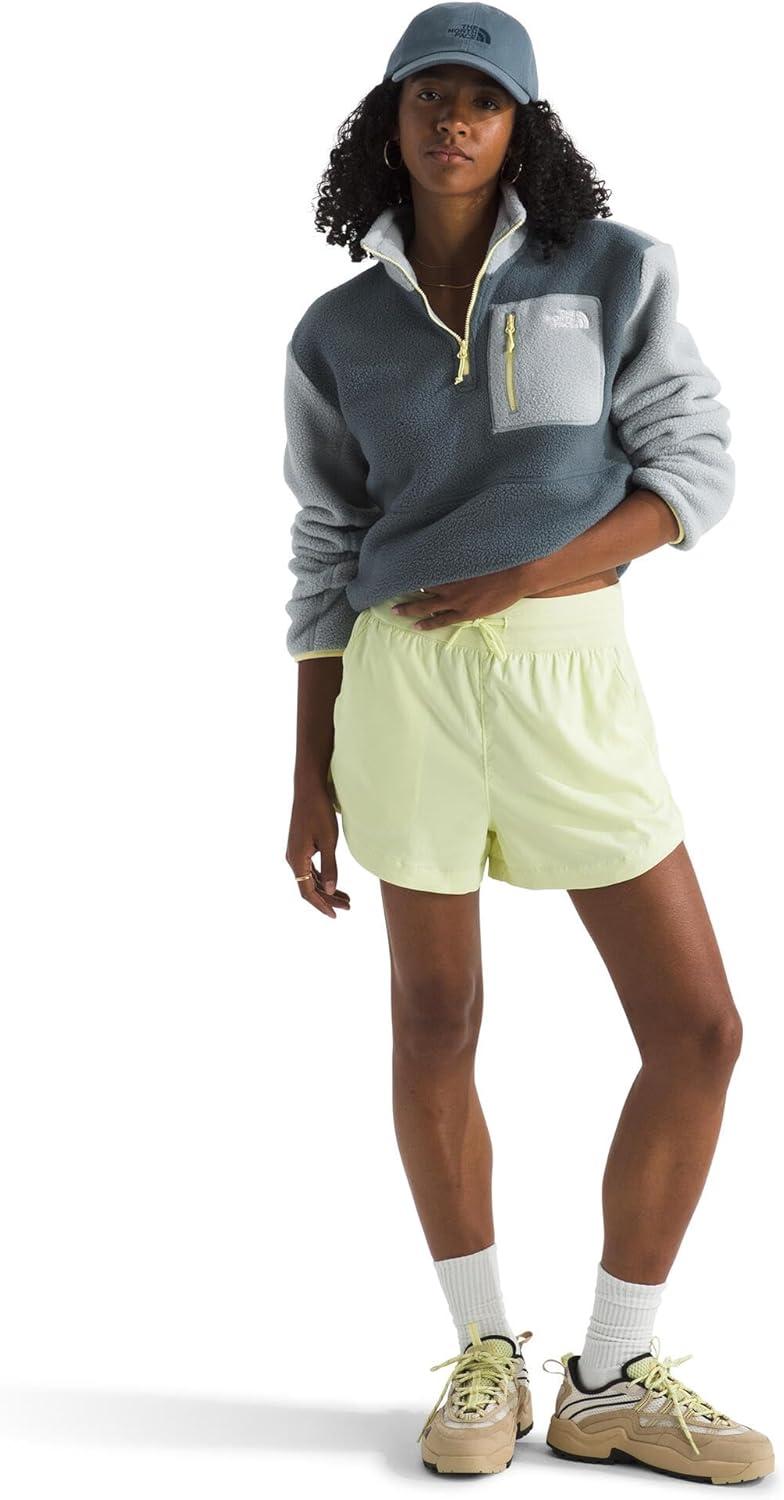 imageTHE NORTH FACE Womens Yumiori Quarter Zip Jacket Lightweight Fleece Pullover with Embroidered Logo Secure Zip PocketsGranite GreyFrost GreyLemon Mist