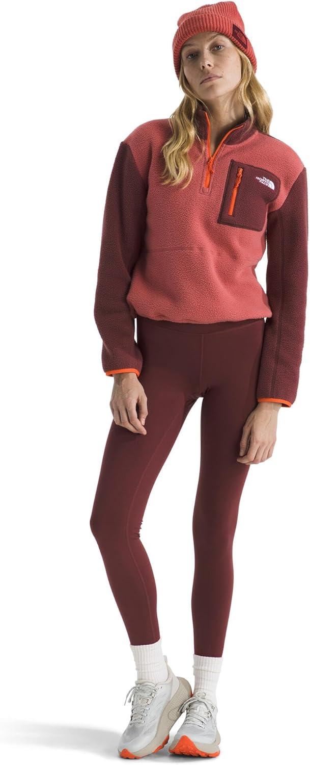 imageTHE NORTH FACE Womens Yumiori Quarter Zip Jacket Lightweight Fleece Pullover with Embroidered Logo Secure Zip PocketsMars DustSumacSolar Flare