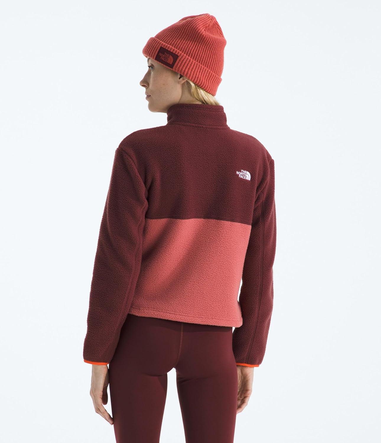 imageTHE NORTH FACE Womens Yumiori Quarter Zip Jacket Lightweight Fleece Pullover with Embroidered Logo Secure Zip PocketsMars DustSumacSolar Flare
