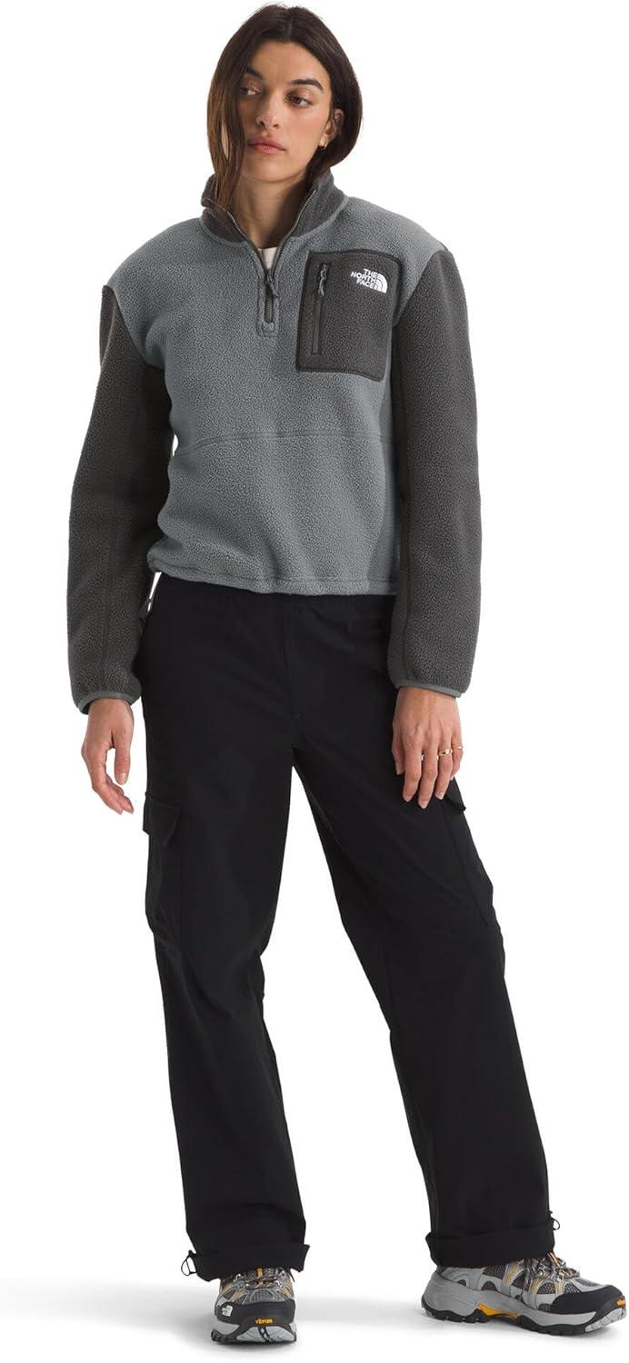 imageTHE NORTH FACE Womens Yumiori Quarter Zip Jacket Lightweight Fleece Pullover with Embroidered Logo Secure Zip PocketsSmoked PearlAnthracite GreySmoked Pearl