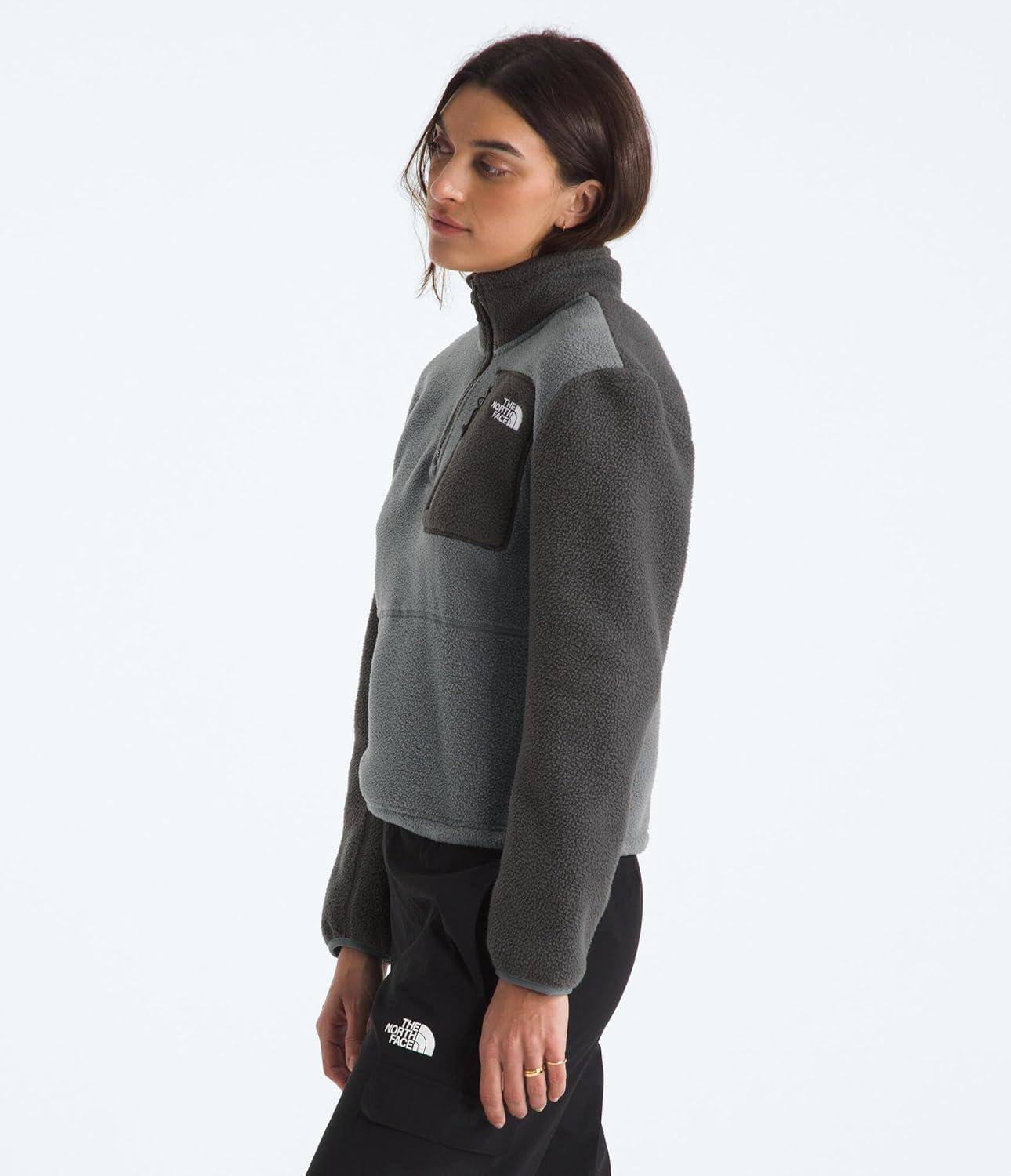 imageTHE NORTH FACE Womens Yumiori Quarter Zip Jacket Lightweight Fleece Pullover with Embroidered Logo Secure Zip PocketsSmoked PearlAnthracite GreySmoked Pearl