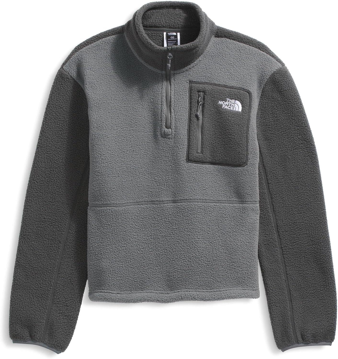 imageTHE NORTH FACE Womens Yumiori Quarter Zip Jacket Lightweight Fleece Pullover with Embroidered Logo Secure Zip PocketsSmoked PearlAnthracite GreySmoked Pearl