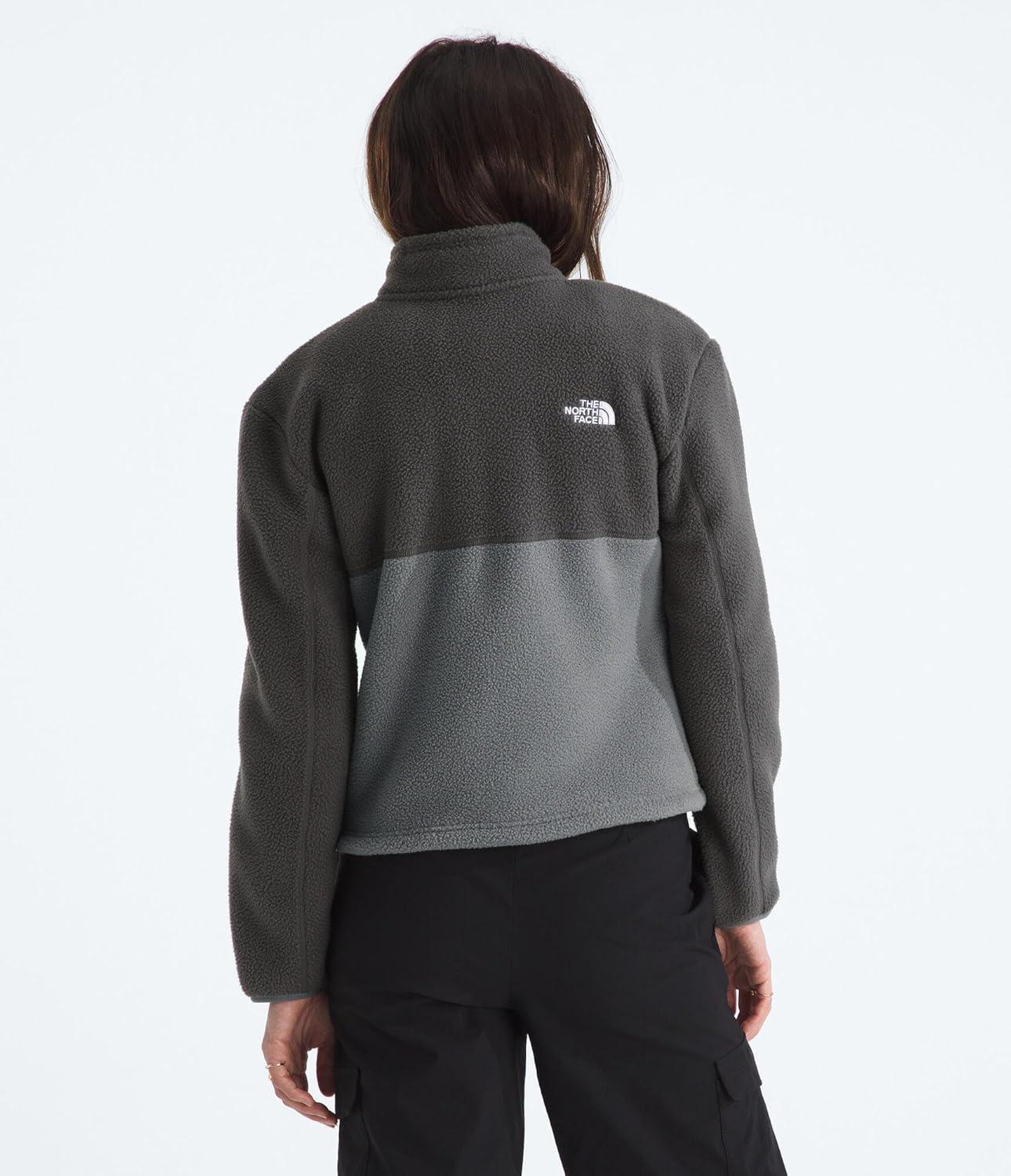 imageTHE NORTH FACE Womens Yumiori Quarter Zip Jacket Lightweight Fleece Pullover with Embroidered Logo Secure Zip PocketsSmoked PearlAnthracite GreySmoked Pearl