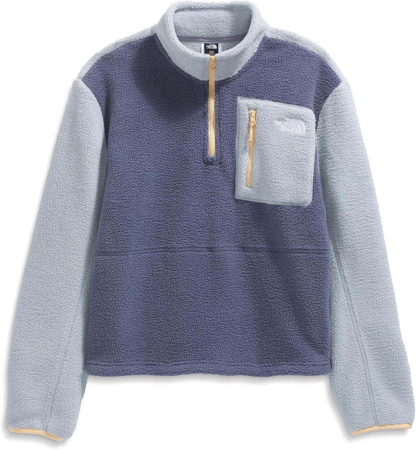 imageTHE NORTH FACE Womens Yumiori Quarter Zip Jacket Lightweight Fleece Pullover with Embroidered Logo Secure Zip PocketsTwilight GalaxyBlue FlaxMineral Salt