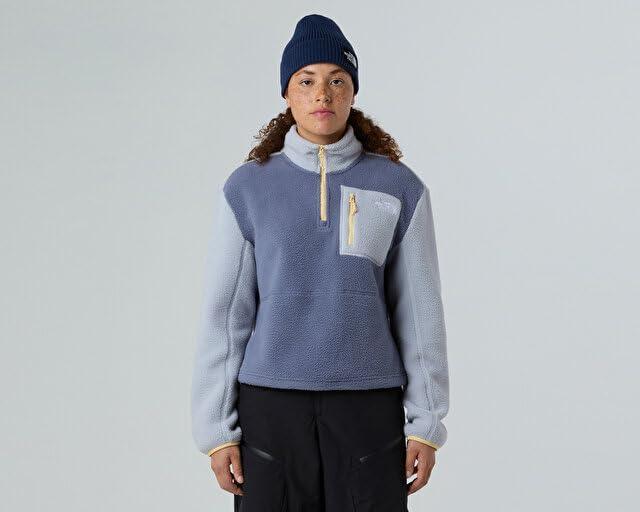 imageTHE NORTH FACE Womens Yumiori Quarter Zip Jacket Lightweight Fleece Pullover with Embroidered Logo Secure Zip PocketsTwilight GalaxyBlue FlaxMineral Salt