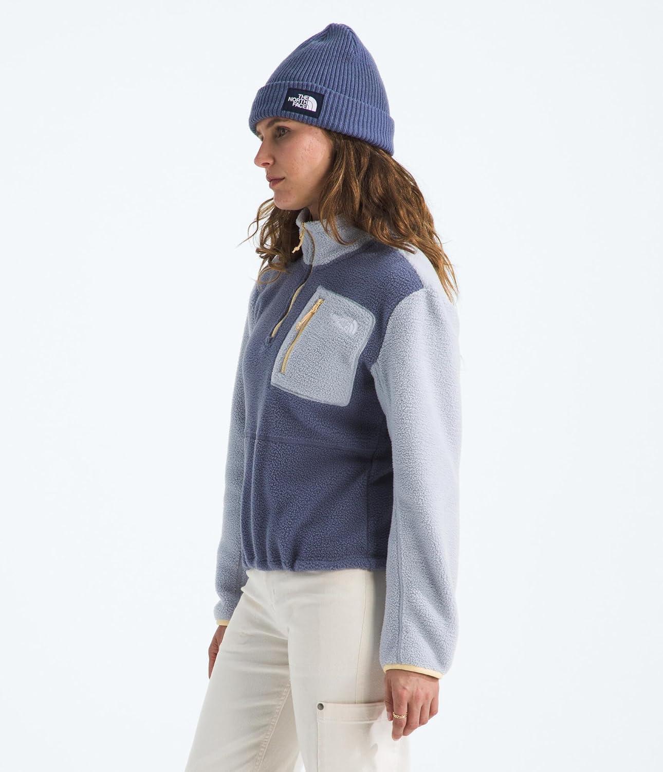 imageTHE NORTH FACE Womens Yumiori Quarter Zip Jacket Lightweight Fleece Pullover with Embroidered Logo Secure Zip PocketsTwilight GalaxyBlue FlaxMineral Salt