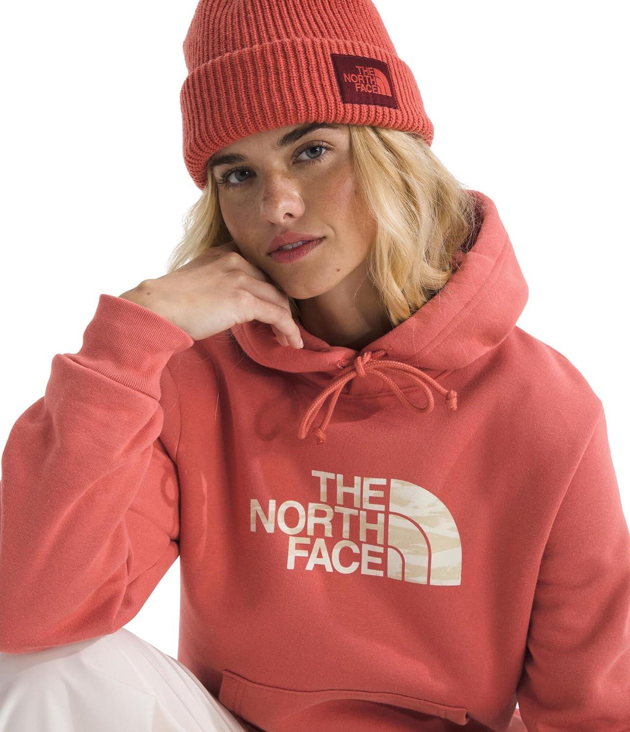 imageTHE NORTH FACE womens Evolution Edge of Light Half Dome Hoodie Hood With Adjustable Drawcord Kangaroo Hand PocketMars Dust