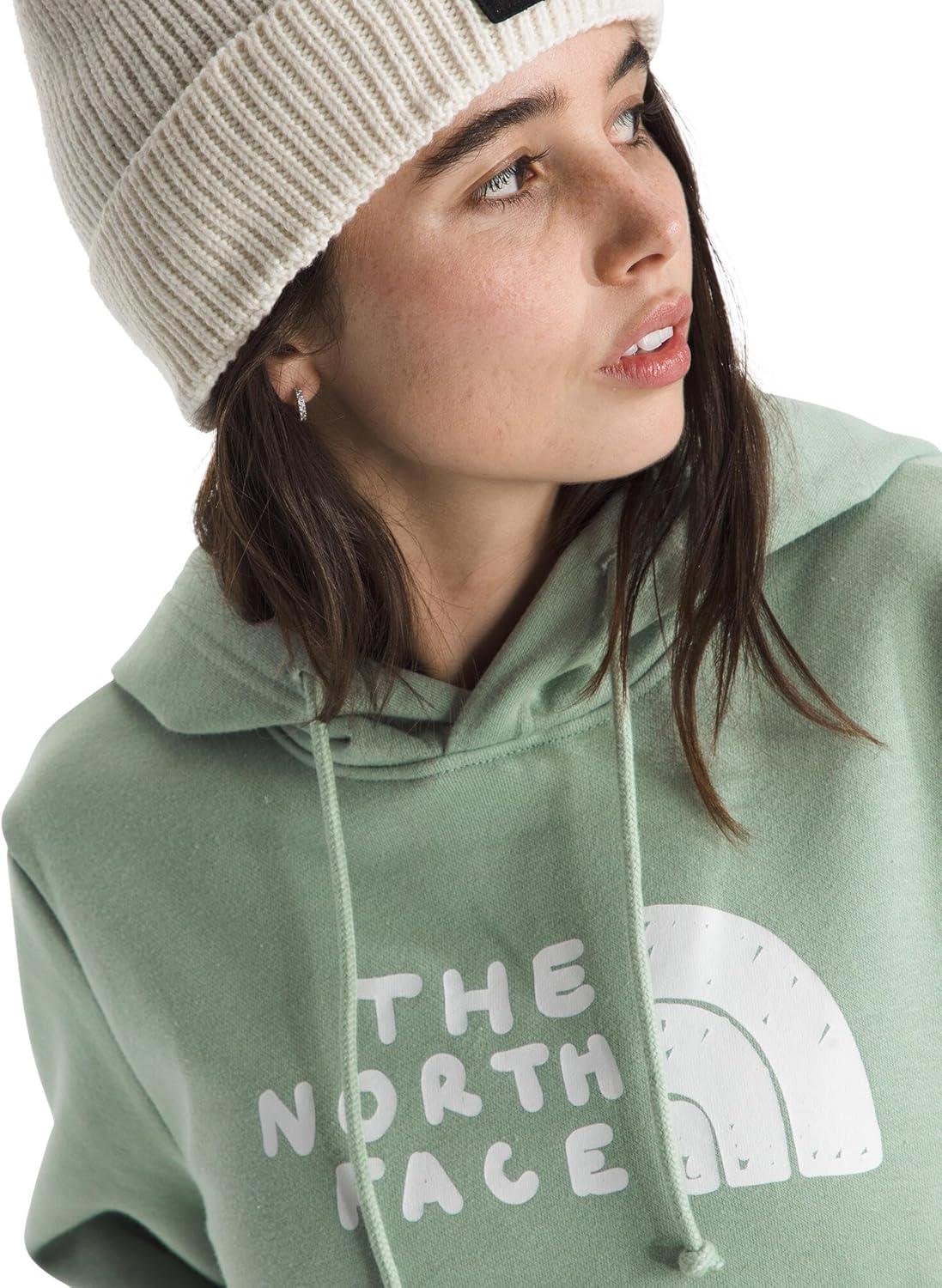 imageTHE NORTH FACE womens Evolution Sketch Logo Half Dome Hoodie Hood With Adjustable Drawcord Kangaroo Hand PocketSlate Moss