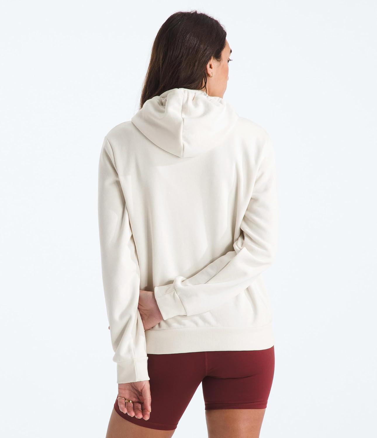 imageTHE NORTH FACE womens Evolution Sketch Logo Half Dome Hoodie Hood With Adjustable Drawcord Kangaroo Hand PocketWhite Dune